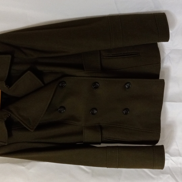VICTORIA'S SECRET Wool Blend Pea Coat Olive Sz 8 Double Breasted Pockets Lined - Picture 5 of 8